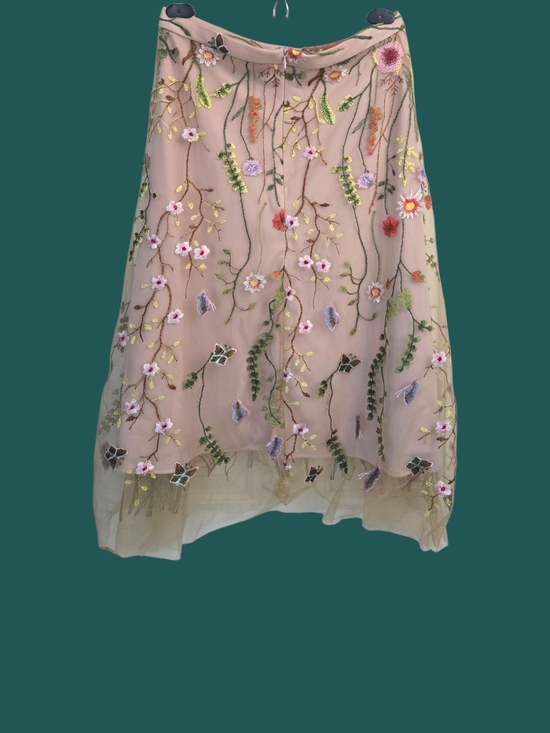 Anthropologie Dresses & Skirts - Embroidered Floral Sheer Midi Skirt - Blush Pink